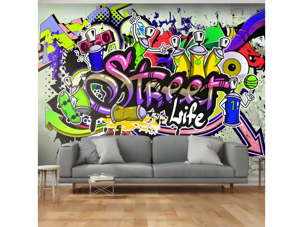 Papier peint intissé Street art Colourful Cooperation : Taille - 200 x 140 cm pour pose facile