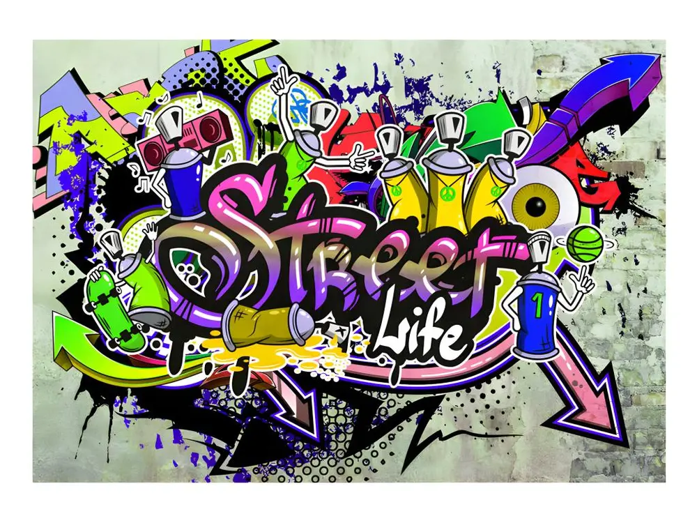 Papier peint intissé Street art Colourful Cooperation : Taille - 200 x 140 cm pour pose facile