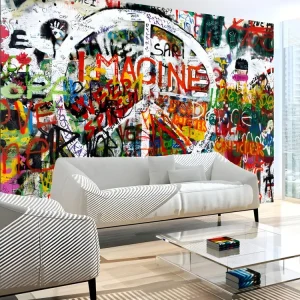 Papier peint intissé Street art Hippie Graffiti : Taille - 200 x 140 cm