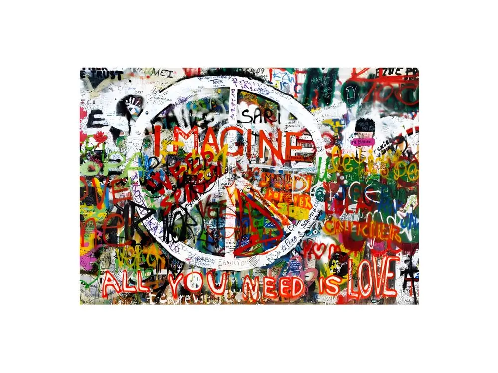 Papier peint intissé Street art Hippie Graffiti : Taille - 200 x 140 cm