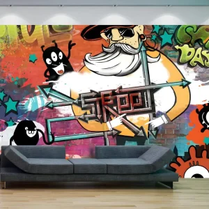 Papier peint intissé Street art Street movie : Taille - 200 x 140 cm Motif Rayures