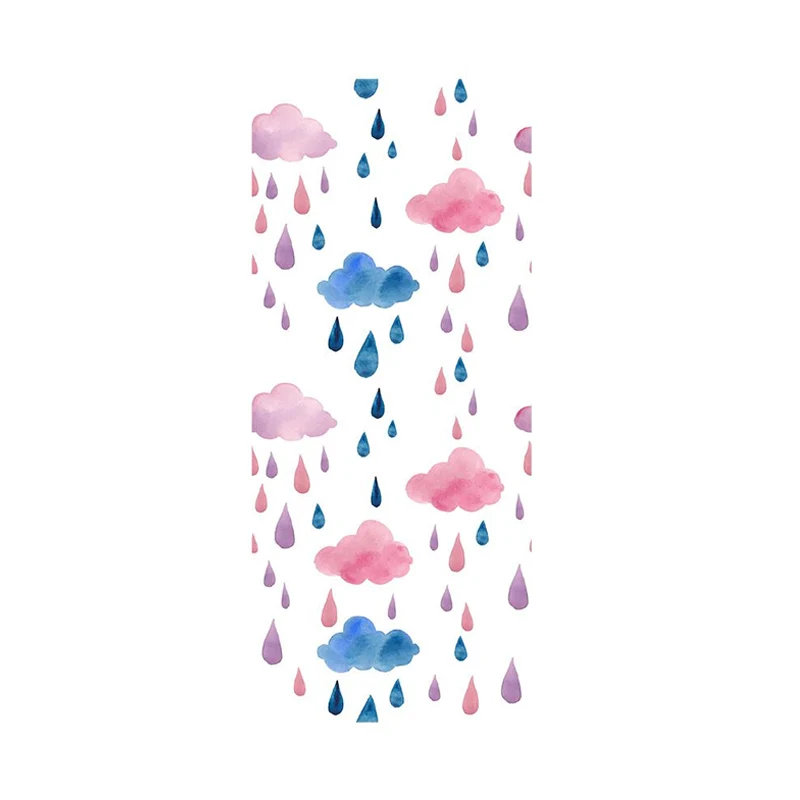 Premium Anti-Humidité Panneaux de papier peint motif nuages et gouttes de pluie, décoration murale pour chambre d'enfant,...