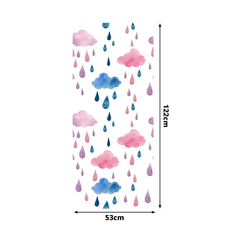 Premium Anti-Humidité Panneaux de papier peint motif nuages et gouttes de pluie, décoration murale pour chambre d'enfant,...