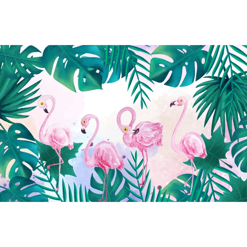 Professionnel Haute Adhérence Papier peint mural flamants roses résistant aux taches, décoration murale tropicale Non tiss...