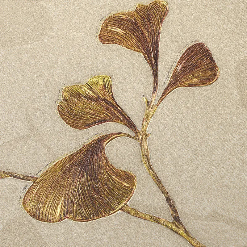 Professionnel Haute Adhérence Rouleau de papier peint rural en forme de feuille de ginkgo pour le salon, revêtement mural...