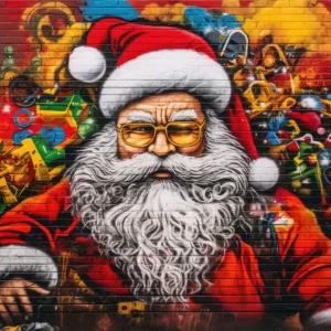 Toile de fond Murale Colorée Père Noël BRP11-105 pour pose facile