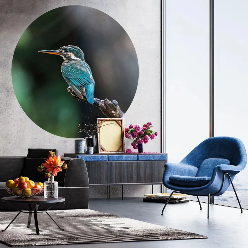 WallArt Papier peint cercle Kingfisher 142,5 cm