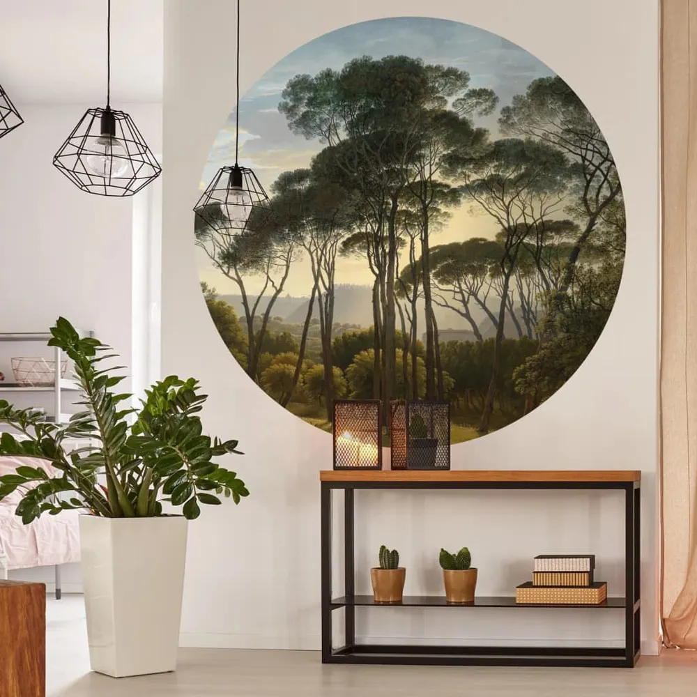 WallArt Papier peint cercle Umbrella Pines Italy 190 cm pour pose facile