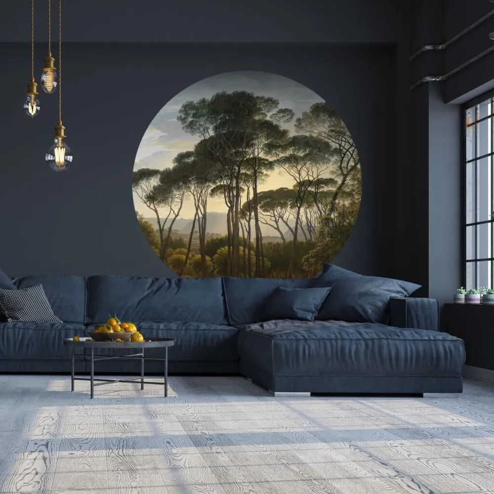 WallArt Papier peint cercle Umbrella Pines Italy 190 cm pour pose facile