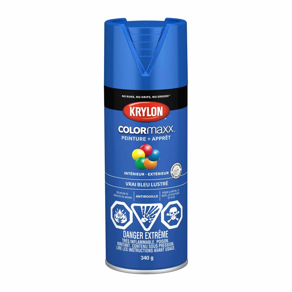 Krylon érosol COLORMAXX peinture + apprêt réel bleu lustré, 340 g en pot de 10 litres