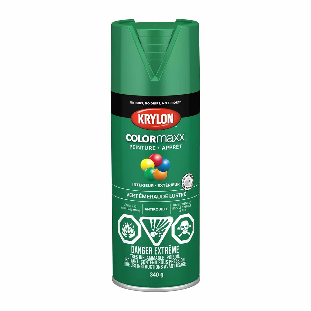 Krylon érosol COLORMAXX peinture + apprêt vert émeraude lustré, 340 g Couleur Gris Perle