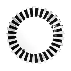 Antifongique et Antitaches Miroir Mural Design "Apollon" 80cm Argent & Noir