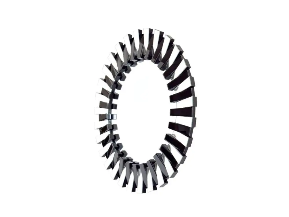 Antifongique et Antitaches Miroir Mural Design "Apollon" 80cm Argent & Noir