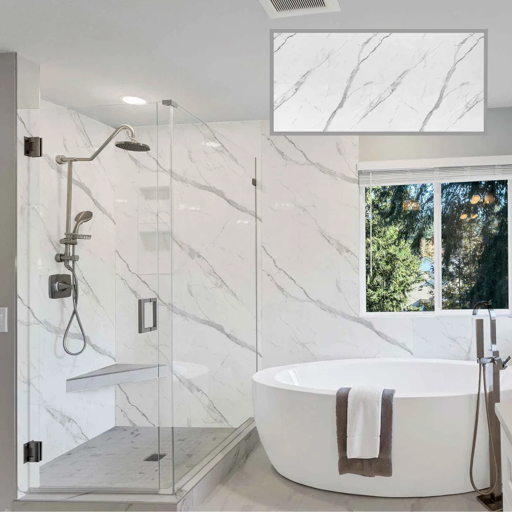 Panneau mural en WPC Calacatta Grigio, 48" x 96" x 5 mm pour murs intérieurs