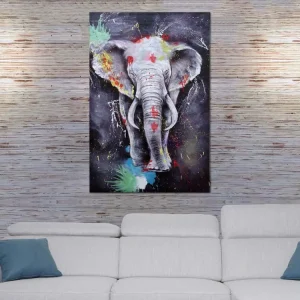 Peinture à l'huile Eléphant MCW-H25 peinte à la main, 150x100cm