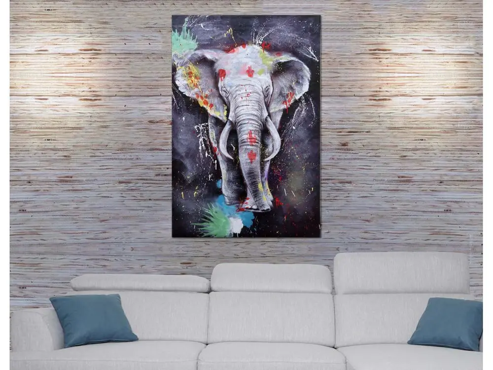 Peinture à l'huile Eléphant MCW-H25 peinte à la main, 150x100cm