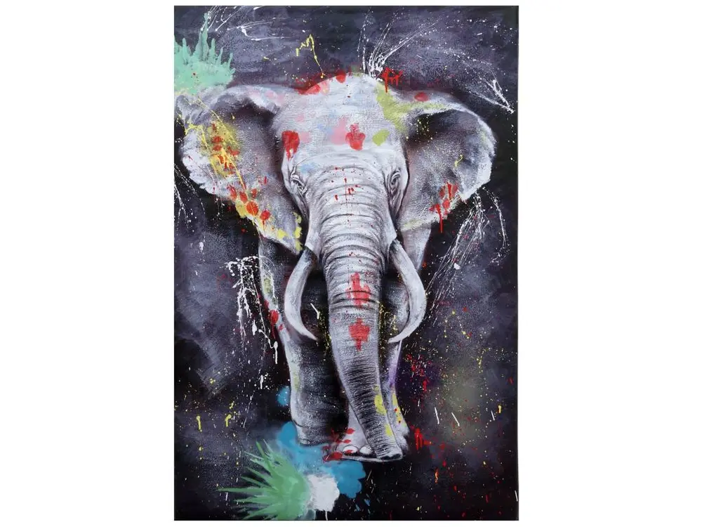 Peinture à l'huile Eléphant MCW-H25 peinte à la main, 150x100cm