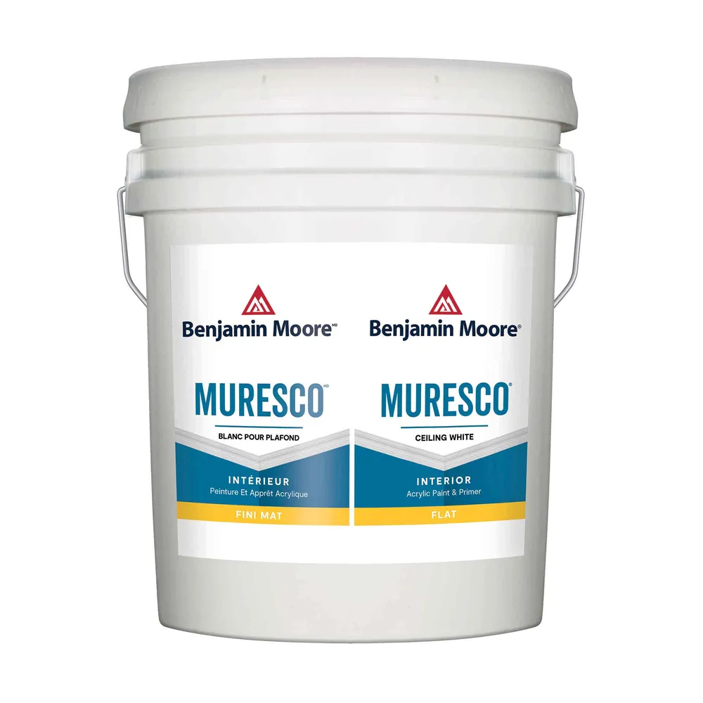 Professionnel Haute Couvrance Peinture et apprêt acrylique pour plafond Muresco blanc mat, 18,9 L