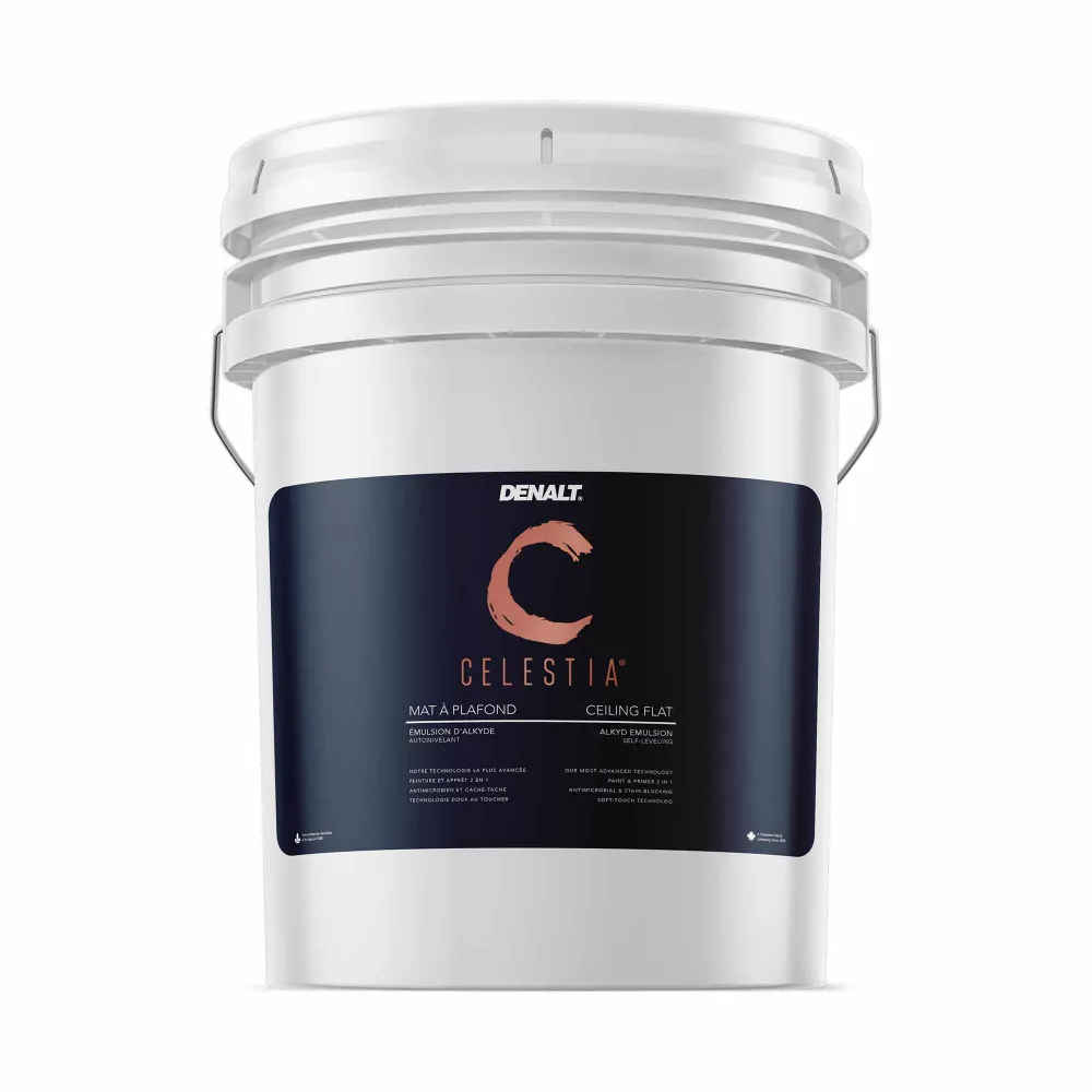 Professionnel Haute Couvrance Peinture et apprêt à plafond Celestia 2 en 1 mat blanc naturel, 18,9 L
