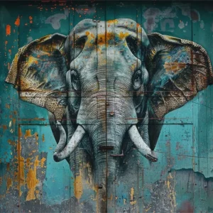 Toile de fond Graffiti Photographie Mural Éléphant Réaliste BRP12-130