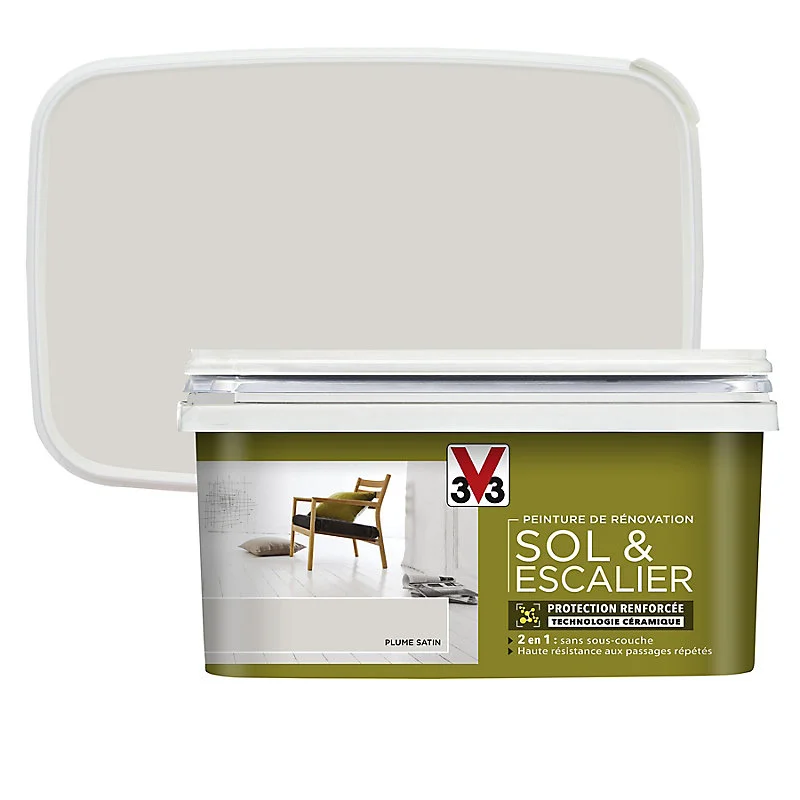 Peinture anti-humidité Peinture de rénovation sol et escalier V33 plume satin 2L