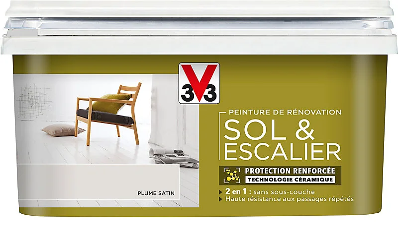 Peinture anti-humidité Peinture de rénovation sol et escalier V33 plume satin 2L