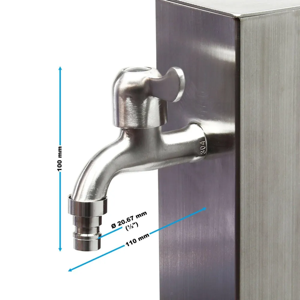 Colonne d’eau 95 cm point d’eau acier fin carré jardin distributeur d’eau puits 16_0002382