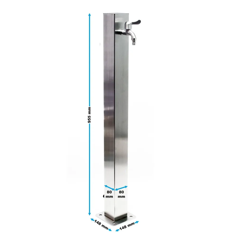 Colonne d’eau 95 cm point d’eau acier fin carré jardin distributeur d’eau puits 16_0002382