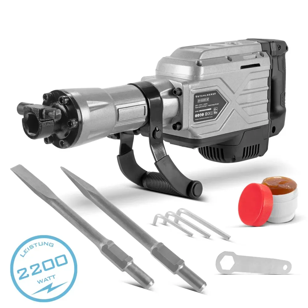 Hammer de démolition en acier AH-2200 ST avec 2 200 W électricité, 2 100 traits par minute et 65 J Clipper STEMMhammer | M...