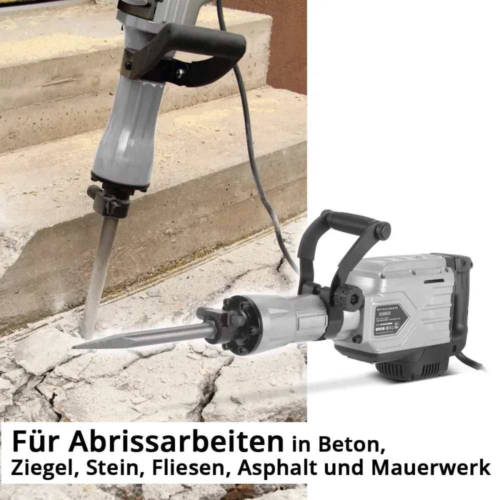 Hammer de démolition en acier AH-2200 ST avec 2 200 W électricité, 2 100 traits par minute et 65 J Clipper STEMMhammer | M...