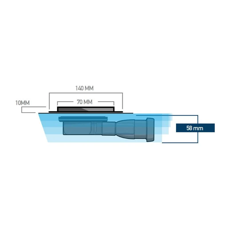 Caniveau de sol à maçonner 90cm MARMOX LD90SLIM - Siphon ultra-plat horizontal - Acier inoxydable