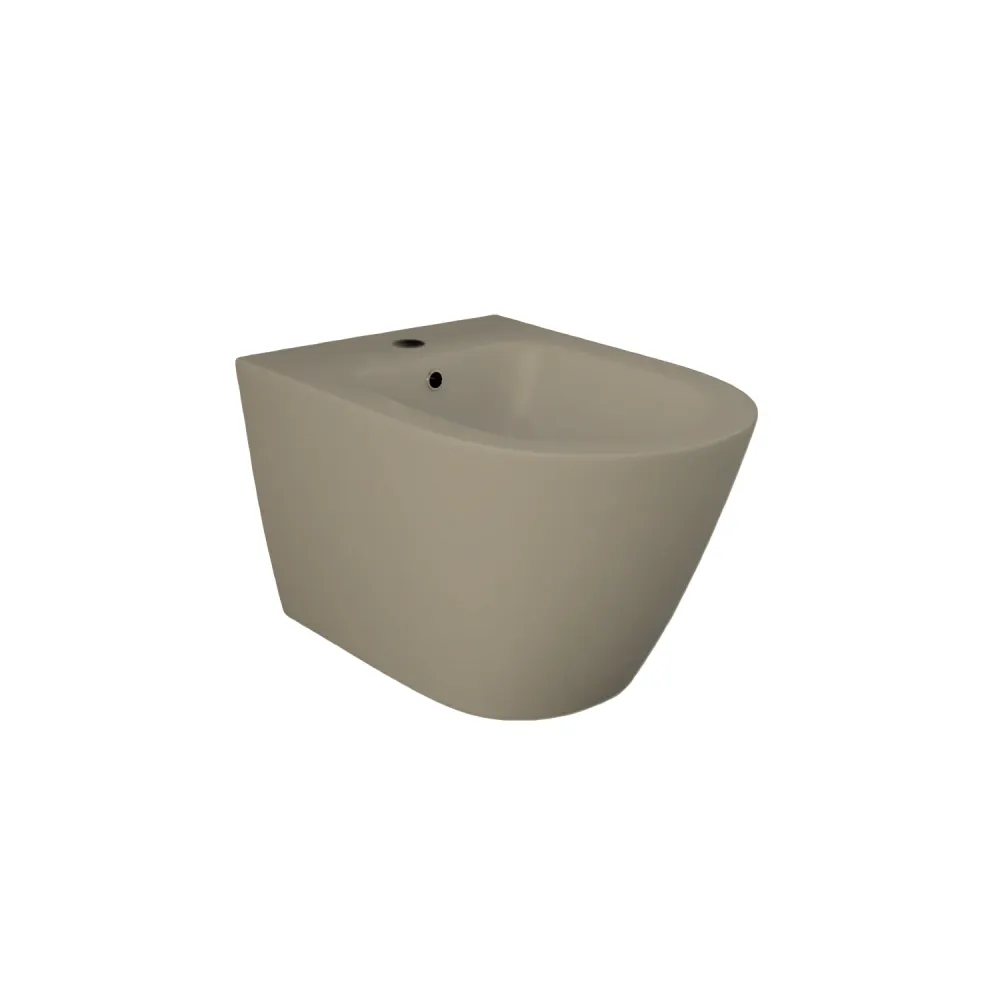 Sanitaires suspendus cm 52x36 mod. Sensation WC sans rebord+bidet+siège à fermeture douce Cappuccino Mat