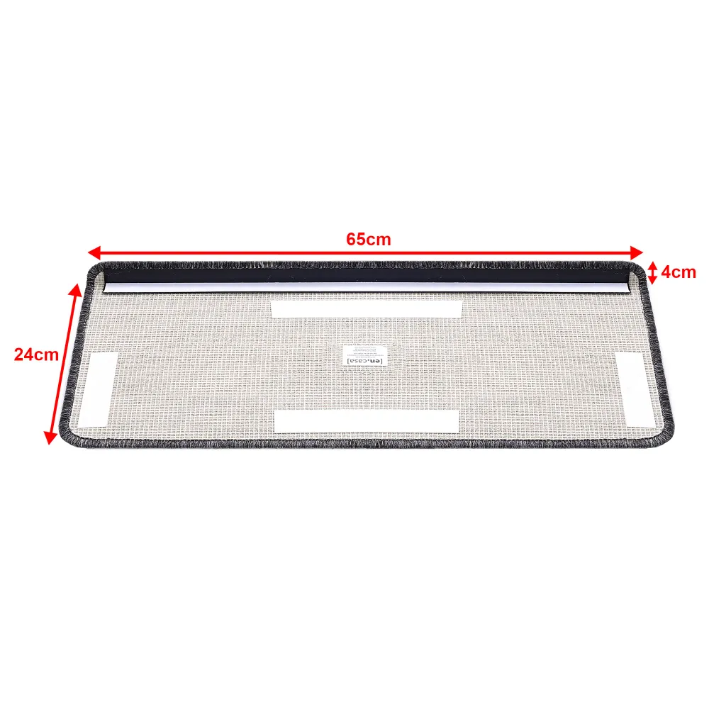 Lot de 15 marchettes d'escalier rectangulaires antidérpantes 65 x 24 cm avec bord gris profond 03_0007609