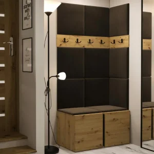 Meuble d'entrée Hartford 264, 186x84x46cm, Chêne Artisan|Marron, Stratifié|Tapisserie
