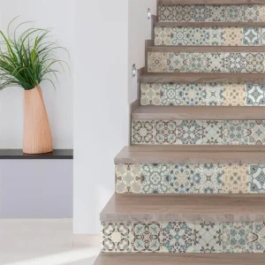Stickers adhésifs escalier carrelages contremarche - ORNEMENTS STYLÉ - 29x101.5cm