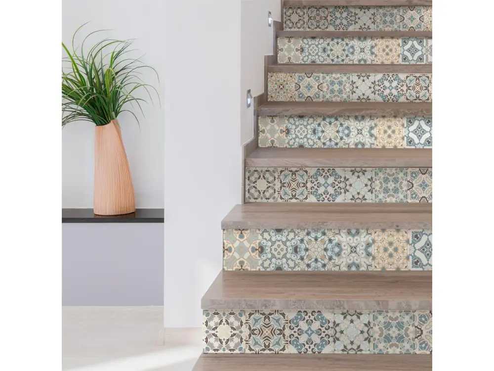Stickers adhésifs escalier carrelages contremarche - ORNEMENTS STYLÉ - 29x101.5cm