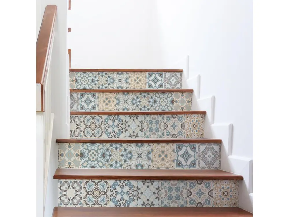 Stickers adhésifs escalier carrelages contremarche - ORNEMENTS STYLÉ - 29x101.5cm