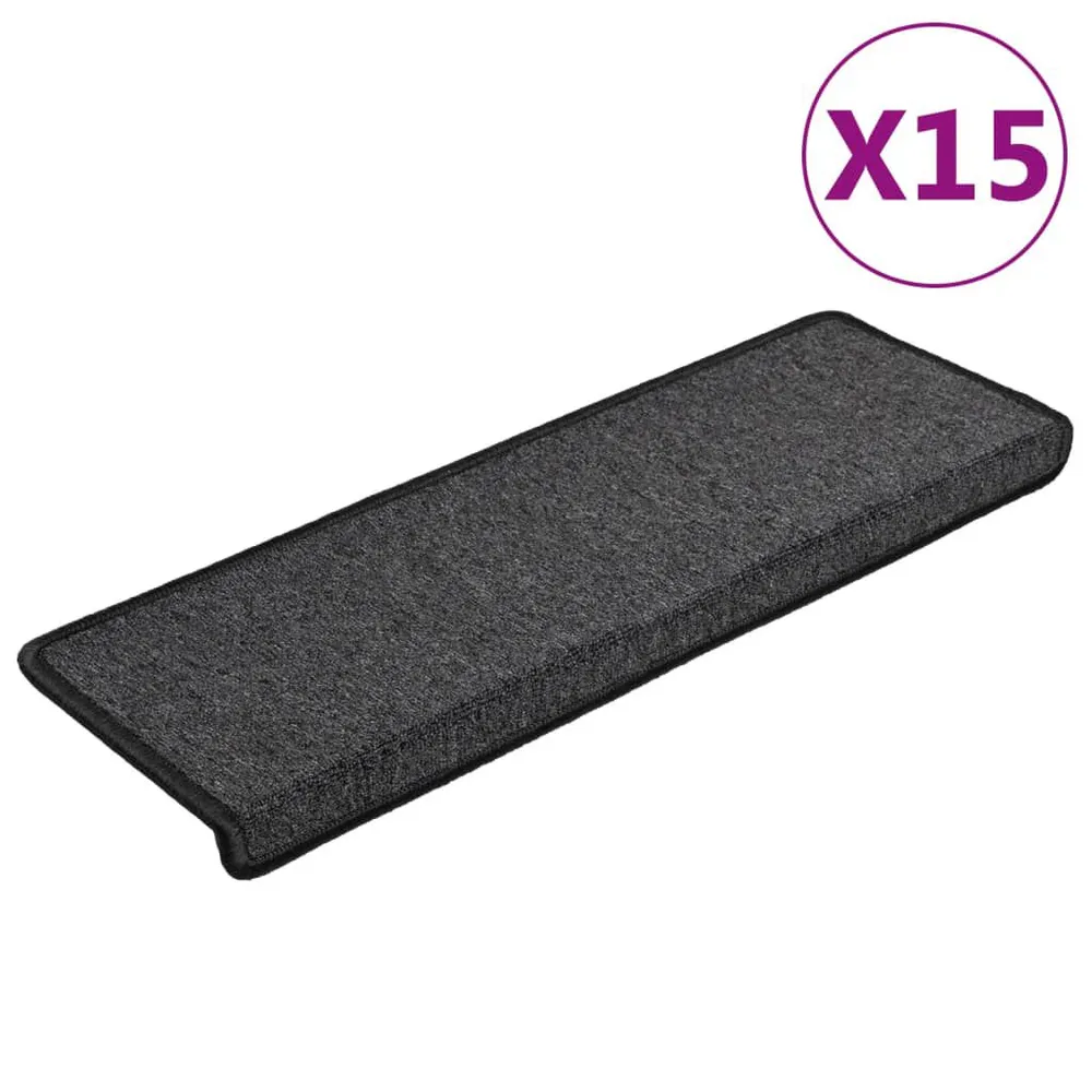 Tapis d'escalier 15 pcs 65x21x4 cm Anthracite