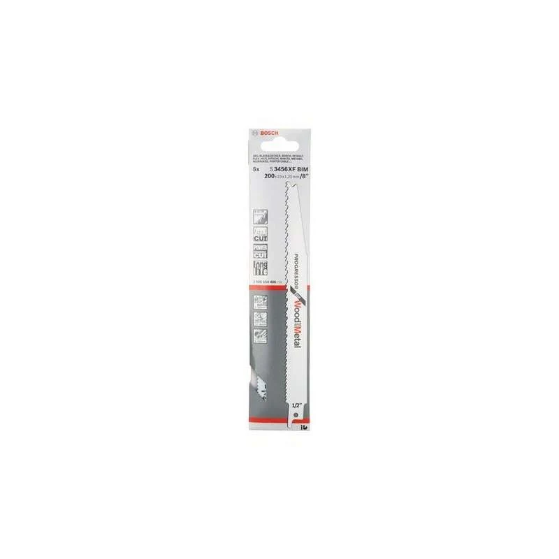 Lot de 5 lames de scie sabre S 3456 XF BOSCH 2608654406 pour bois et métal avec Connecteur Rapide