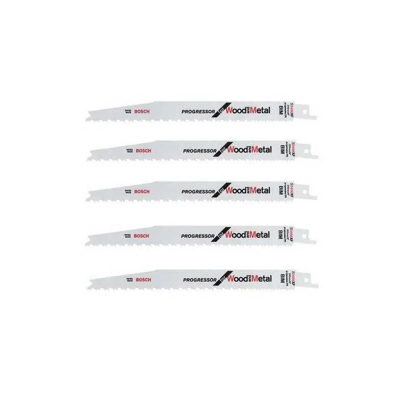 Lot de 5 lames de scie sabre S 3456 XF BOSCH 2608654406 pour bois et métal avec 5 Accessoires