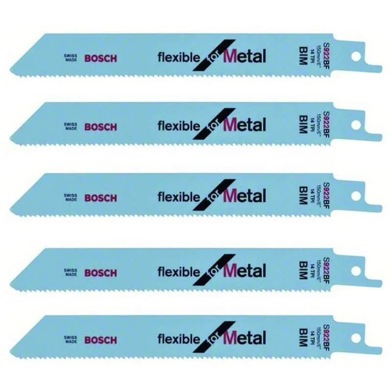 Lot de 5 Lames de Scie sabre BOSCH S922BF Aguerri - Métal