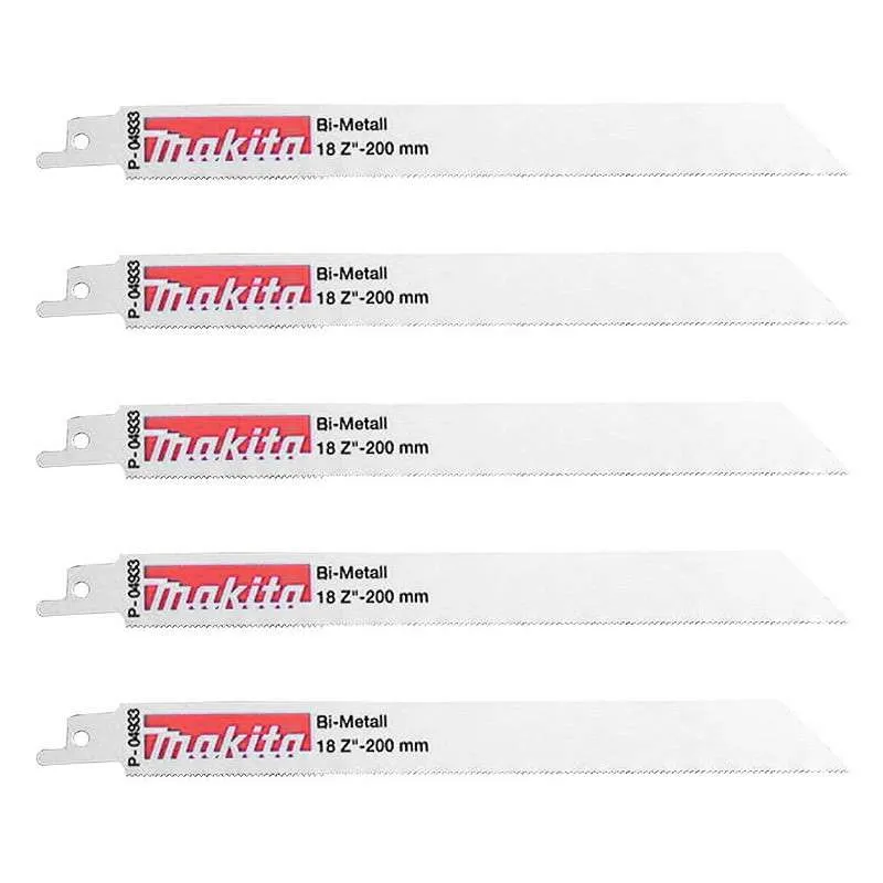 Lot de 5 lames de scie sabre MAKITA B-16782 Bi-Métal élastique pour acier et Inox (1,5 à 2,5 mm) 200 mm
