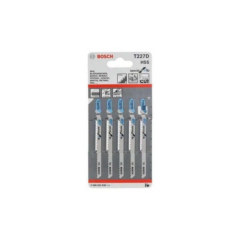 Lot de 5 lames de scie sauteuse T 227 D BOSCH 2608631030 Special Alu