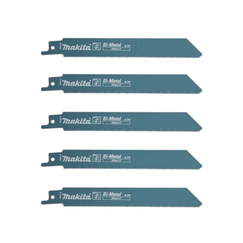 Universel Lot de 5 lames de scie sabre MAKITA B-05169 Bi-Métal flexibles pour acier et Inox (2,5 à 3,5 mm) et métaux non f...