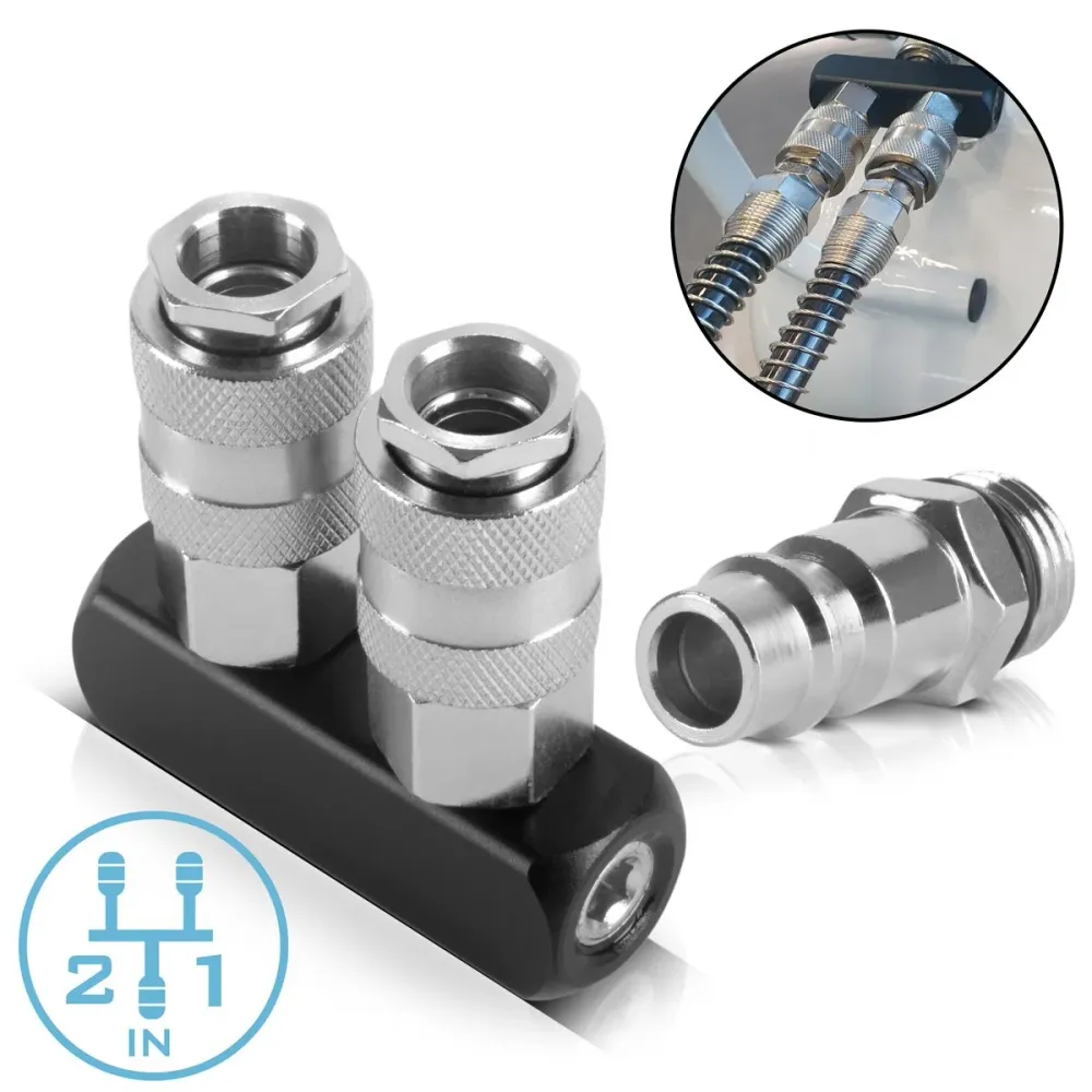 Distributeur d'air comprimé de Steelworks 2 fois | Connexion du distributeur à 2 voies | Adaptateur d'air comprimé | Distr...