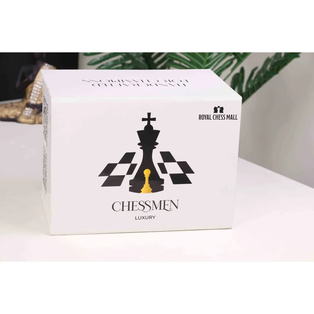 Alexandria Raffiné Staunton - Pièces d'échecs en bois d'ébène à trois poids avec un échiquier en bois d'ébène et d'érable...