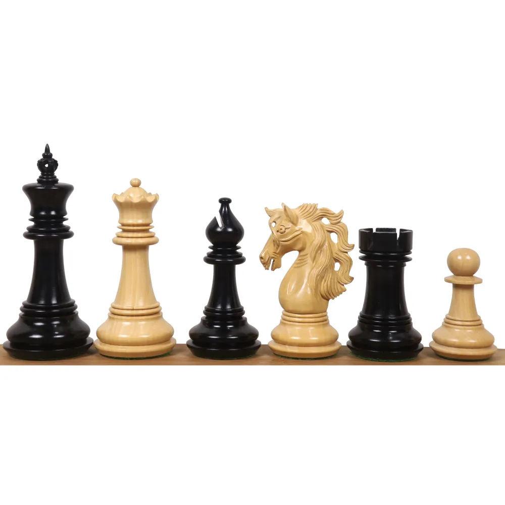 Pièces d'échecs Spartacus Opulent Staunton en bois d'ébène de 4.6" avec échiquier en bois d'ébène et d'érable de 23" - bor...