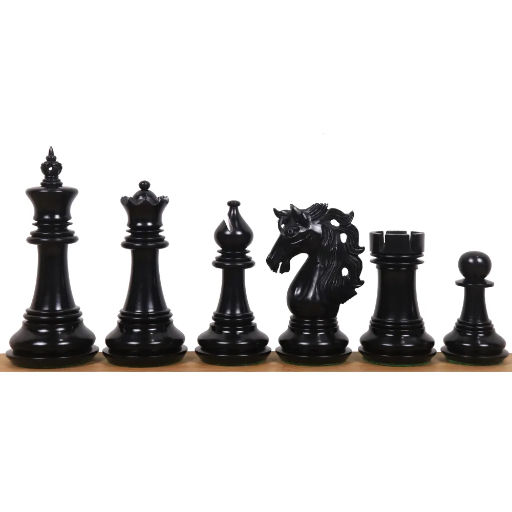 Pièces d'échecs Spartacus Opulent Staunton en bois d'ébène de 4.6" avec échiquier en bois d'ébène et d'érable de 23" - bor...