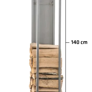 Range-bûches étagère en acier inoxydable bois de cheminée 25x25x140 cm DEC10021
