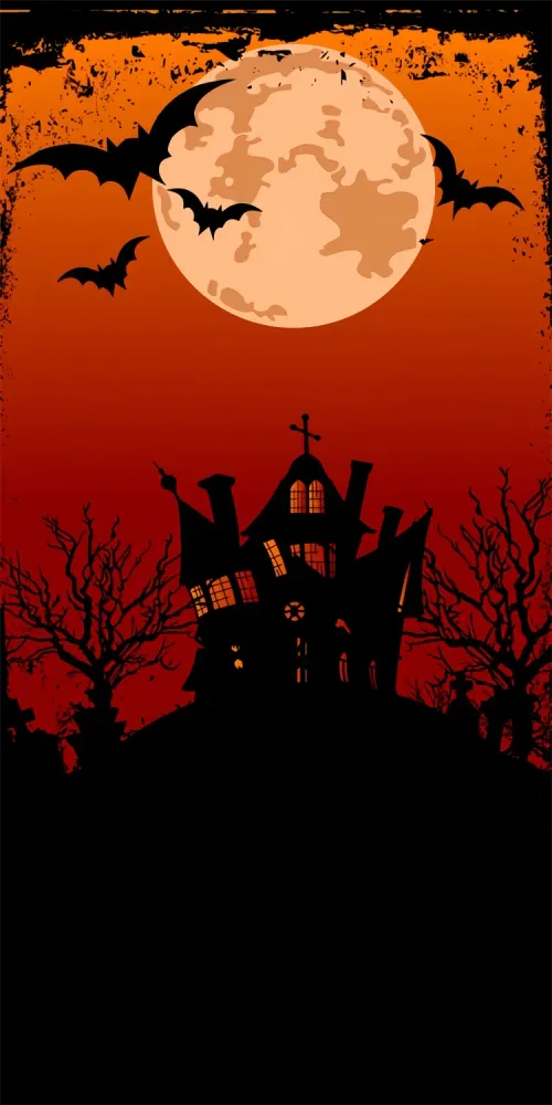 Mur-à-Sol Toile de Fond Maison de Dessin Animé Lune Orange BRP10-513